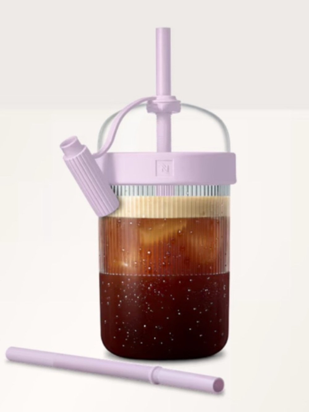 Lavender Iced Tumbler with Straw - Portable Cold Beverage Tumbler